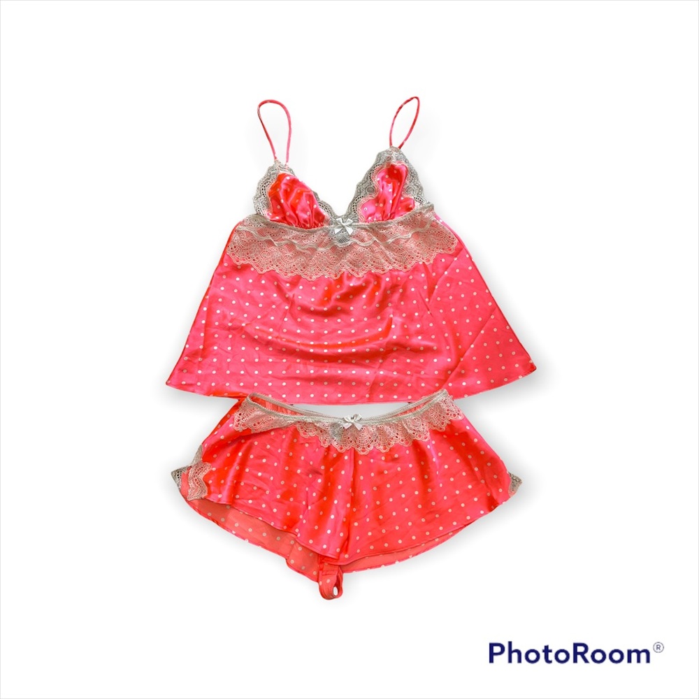 Victoria's Secret Y2K Neon Polka Dot Cami & Shorts Pajama Set Women's M